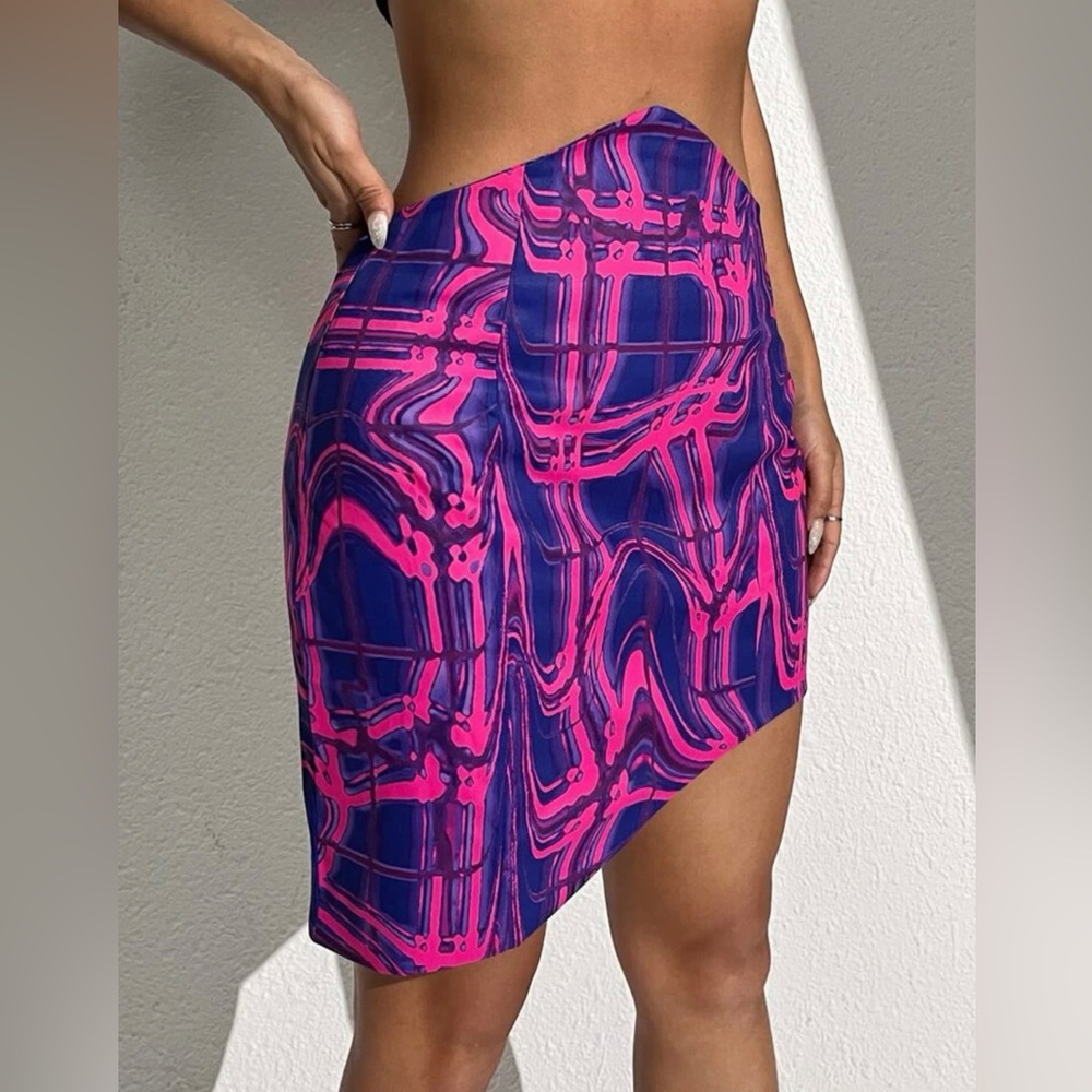 V Life High Waist Marble Print Bodycon Skirt